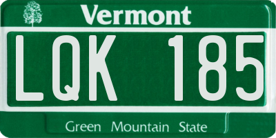 VT license plate LQK185