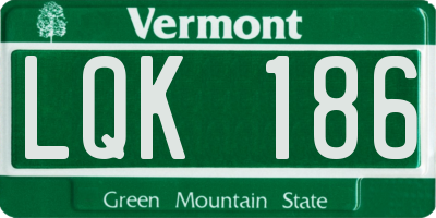 VT license plate LQK186