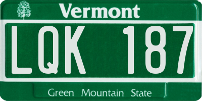 VT license plate LQK187