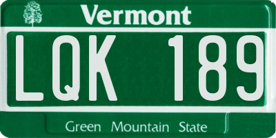 VT license plate LQK189