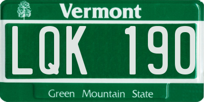 VT license plate LQK190