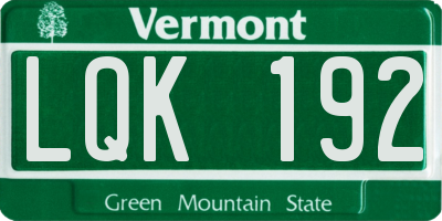 VT license plate LQK192
