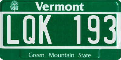 VT license plate LQK193