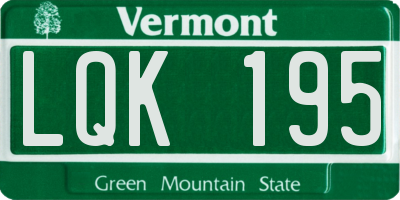 VT license plate LQK195