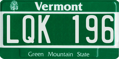 VT license plate LQK196