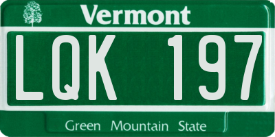 VT license plate LQK197