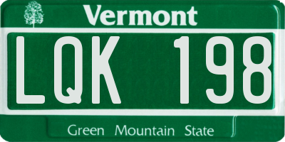 VT license plate LQK198