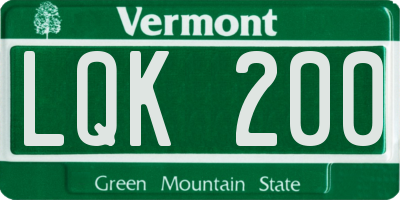 VT license plate LQK200