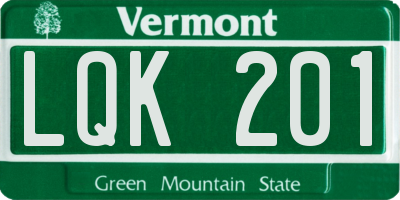 VT license plate LQK201