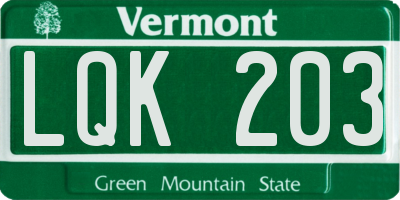 VT license plate LQK203