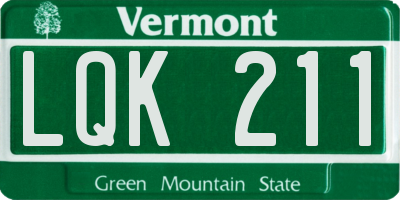VT license plate LQK211