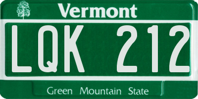 VT license plate LQK212