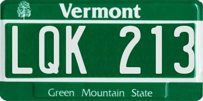 VT license plate LQK213
