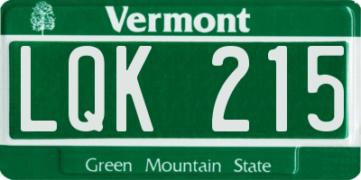 VT license plate LQK215