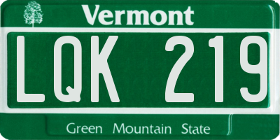 VT license plate LQK219