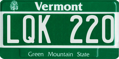 VT license plate LQK220