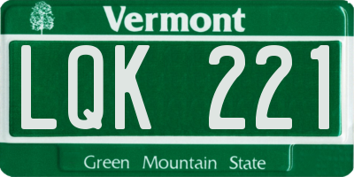 VT license plate LQK221