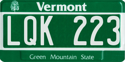 VT license plate LQK223