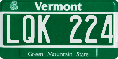 VT license plate LQK224