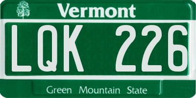VT license plate LQK226