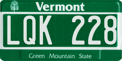 VT license plate LQK228
