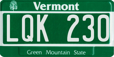 VT license plate LQK230