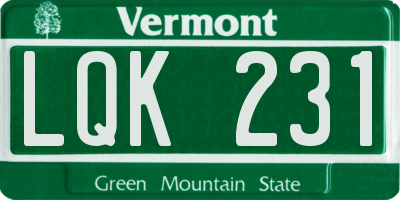 VT license plate LQK231