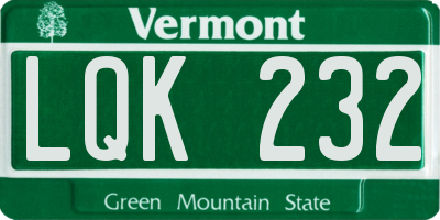 VT license plate LQK232