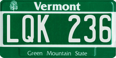 VT license plate LQK236