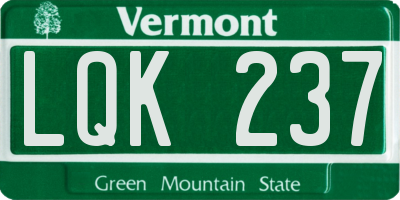 VT license plate LQK237
