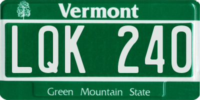 VT license plate LQK240