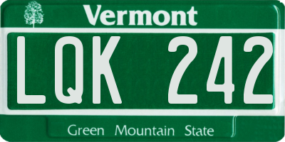 VT license plate LQK242