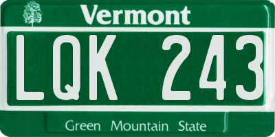 VT license plate LQK243