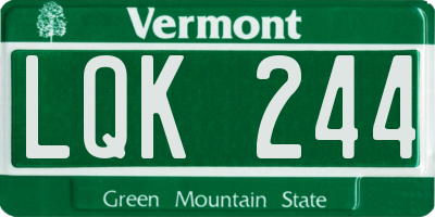 VT license plate LQK244