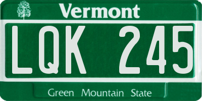 VT license plate LQK245