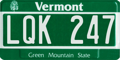 VT license plate LQK247