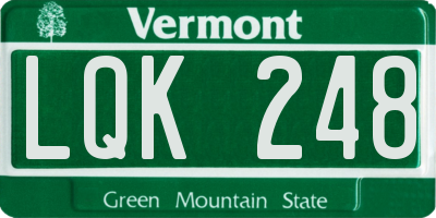 VT license plate LQK248