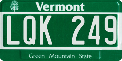 VT license plate LQK249