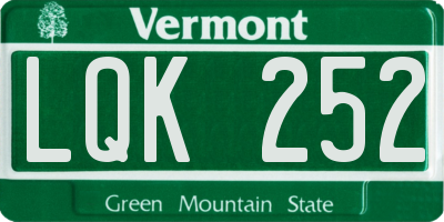 VT license plate LQK252