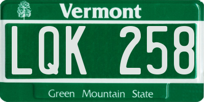 VT license plate LQK258