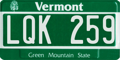 VT license plate LQK259