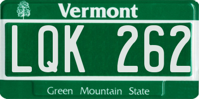 VT license plate LQK262