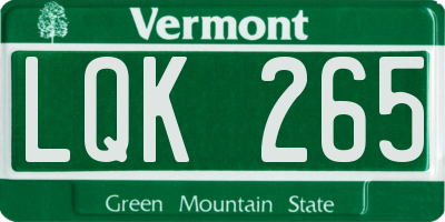 VT license plate LQK265