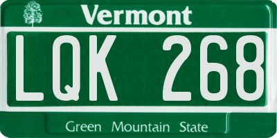 VT license plate LQK268