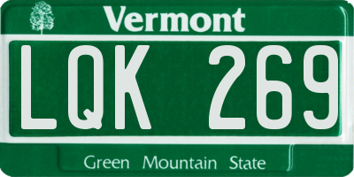 VT license plate LQK269