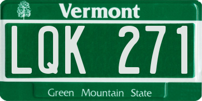 VT license plate LQK271