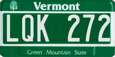 VT license plate LQK272