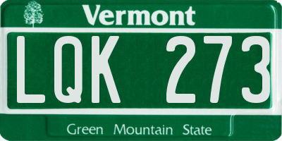 VT license plate LQK273