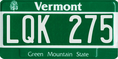 VT license plate LQK275