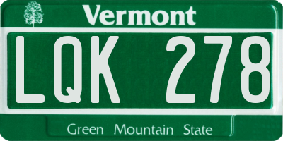 VT license plate LQK278